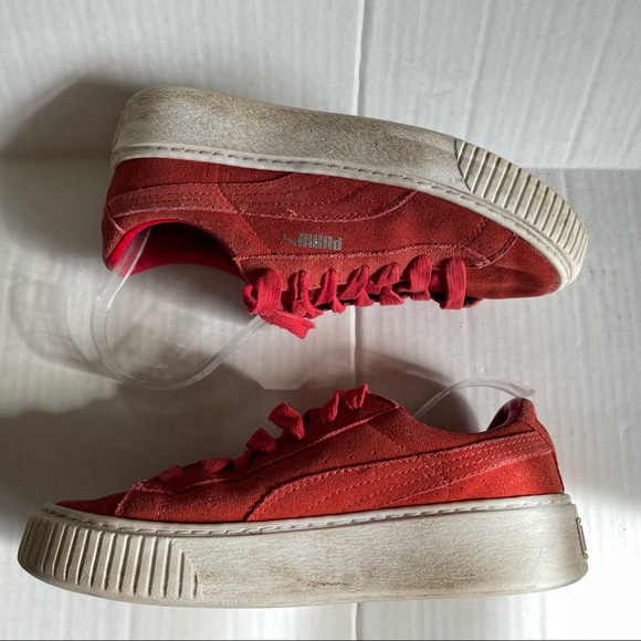 Puma Suede Platform Sneaker Red Size 6 - Picture 4 of 7